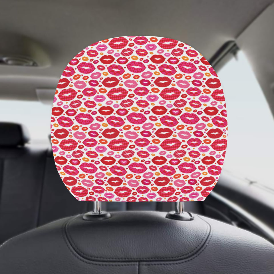 Lips Pattern Print Design 01 Car Headrest Cover