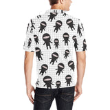 Ninja pattern plaid background Men's All Over Print Polo Shirt