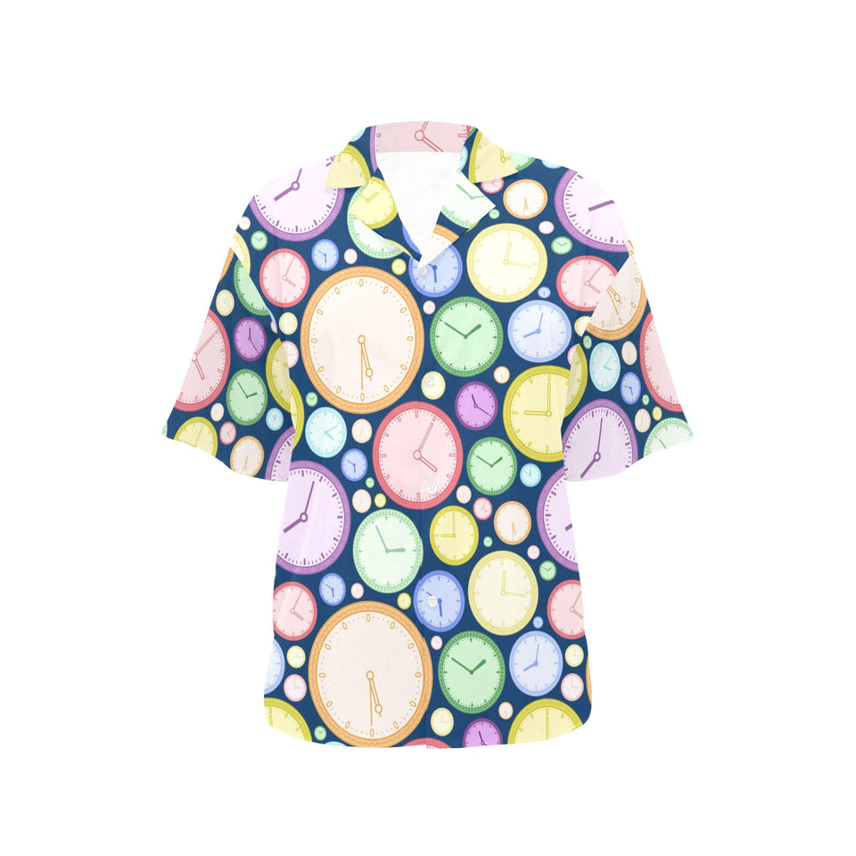 Colorful clock background Women's All Over Print Hawaiian Shirt