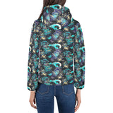 Dragon sea wave pattern Women's Padded Hooded Jacket