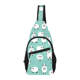 Cute sheep green background All Over Print Chest Bag