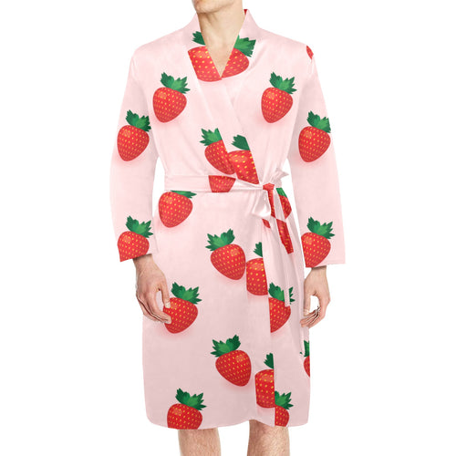 Strawberry beautiful pattern Men's Long Sleeve Belted Night Robe
