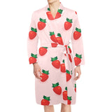 Strawberry beautiful pattern Men's Long Sleeve Belted Night Robe