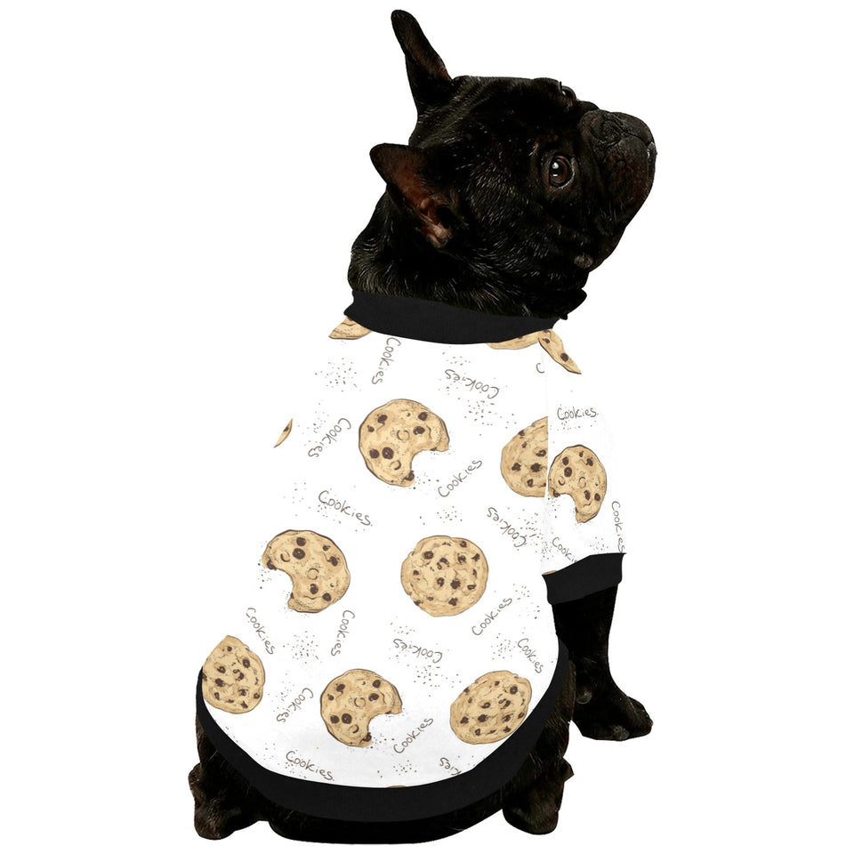 Sketch style cookie pattern All Over Print Pet Dog Round Neck Fuzzy Shirt