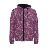 Eiffel Tower Heart Pattern Print Design 04 Men's Padded Hooded Jacket