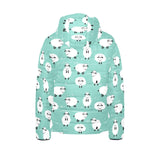 Cute sheep green background Kids' Boys' Girls' Padded Hooded Jacket