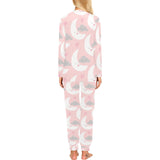 Cute moon cloud star pattern pink dot background Women's All Over Print Pajama Set