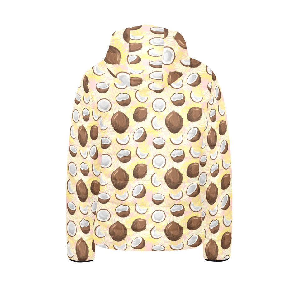 Coconut Pattern Print Design 05 Kids' Boys' Girls' Padded Hooded Jacket