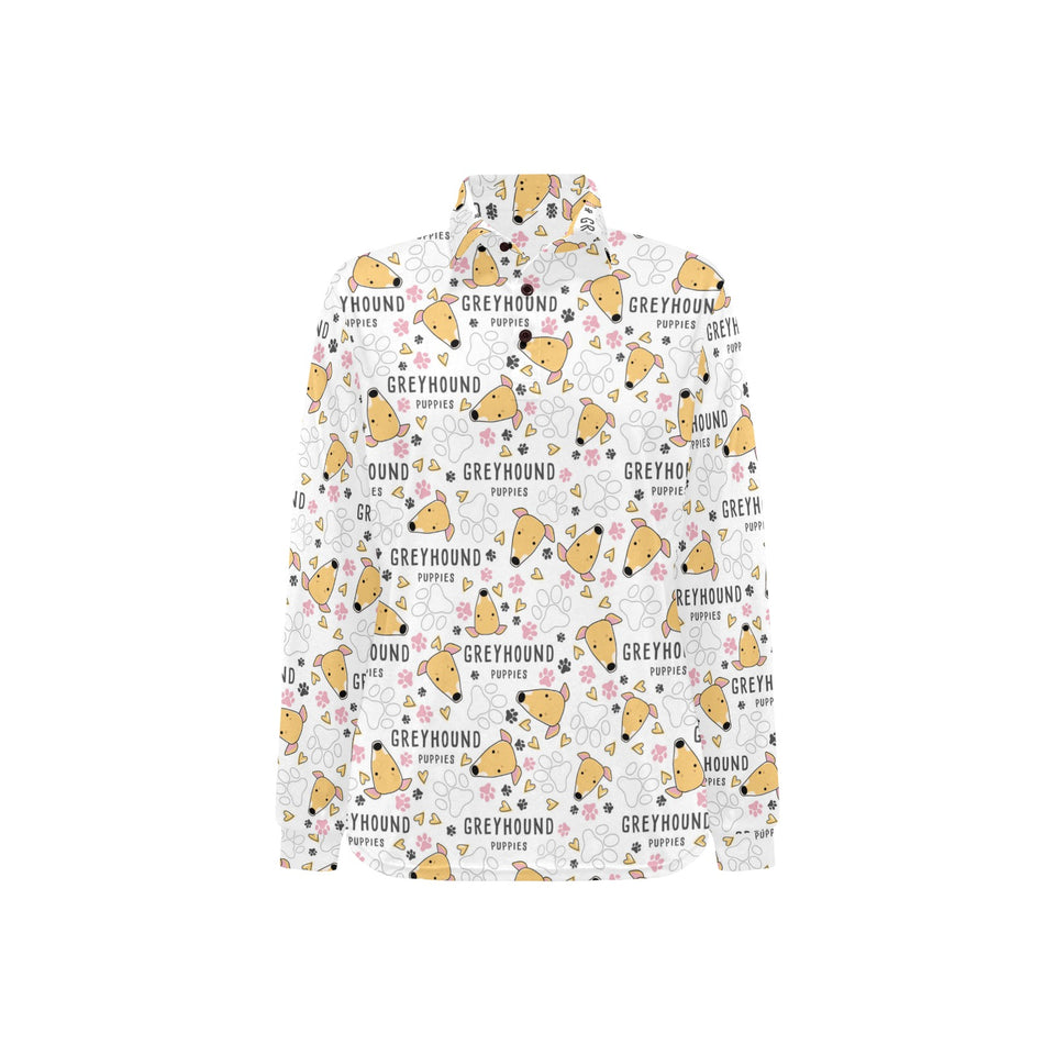 Greyhound Pattern Print Design 03 Women's Long Sleeve Polo Shirt