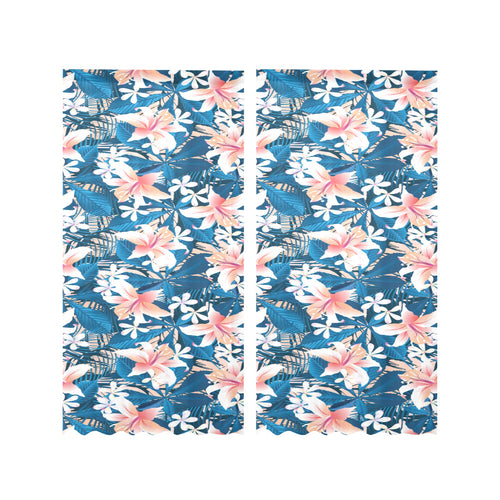 Hibiscus Pattern Print Design 02 Gauze Curtain