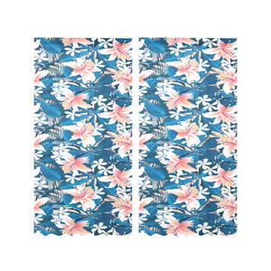 Hibiscus Pattern Print Design 02 Gauze Curtain