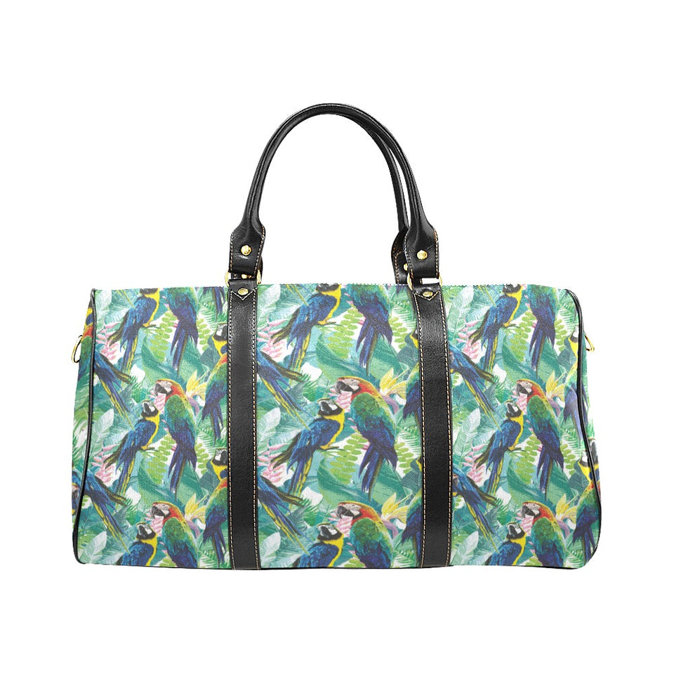 Colorful parrot exotic flower leaves Travel Bag