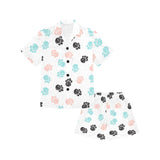 Dog Paws Pattern Print Design 04 Kids' Boys' Girls' V-Neck Short Pajama Set