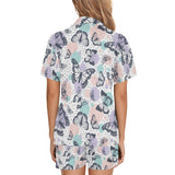 Butterfly pattern Women's V-Neck Short Pajama Set