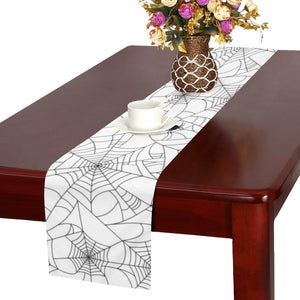 Spider web cobweb pattern white background Table Runner