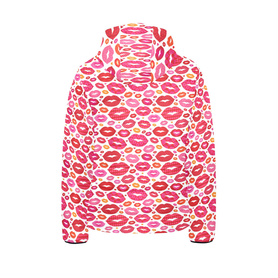 Lips Pattern Print Design 01 Kids' Boys' Girls' Padded Hooded Jacket