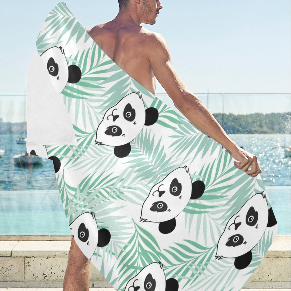 Panda pattern tropical leaves background Beach Towel