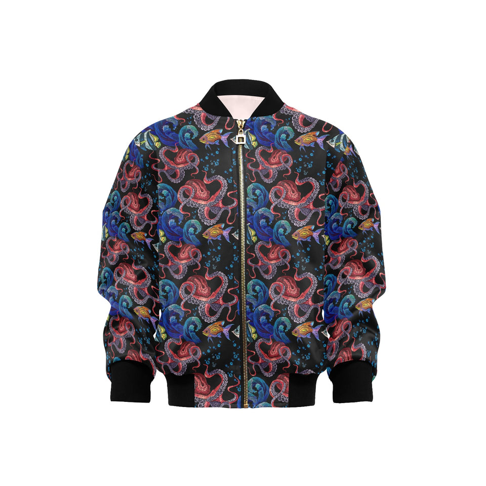 Octopus sea wave tropical fishe pattern Kids' Boys' Girls' Bomber Jacket