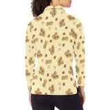 peanuts design pattern Women's Long Sleeve Polo Shirt