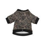luxurious gold lotus waterlily black background All Over Print Pet Dog Round Neck Fuzzy Shirt