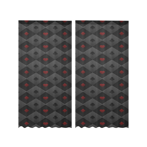 Casino Cards Suits Pattern Print Design 05 Gauze Curtain