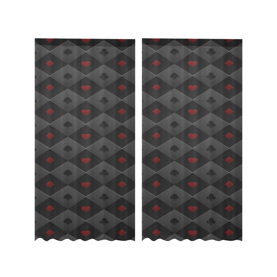 Casino Cards Suits Pattern Print Design 05 Gauze Curtain