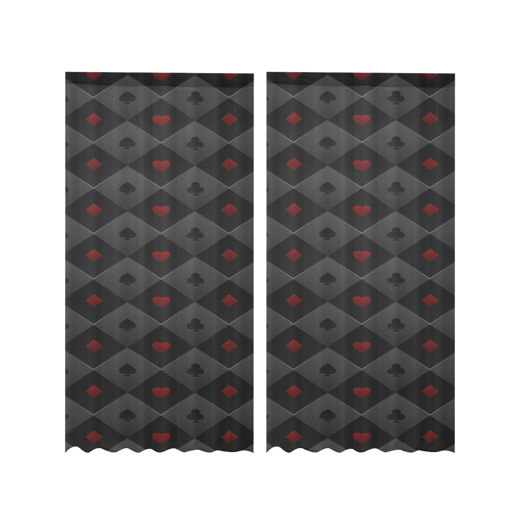 Casino Cards Suits Pattern Print Design 05 Gauze Curtain