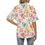Clock butterfly pattern Women's All Over Print Hawaiian Shirt