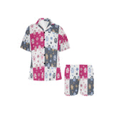 Teddy Bear Pattern Print Design 03 Women's V-Neck Short Pajama Set