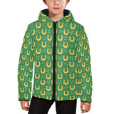 Horseshoes Pattern Print Design 05 Kids' Boys' Girls' Padded Hooded Jacket