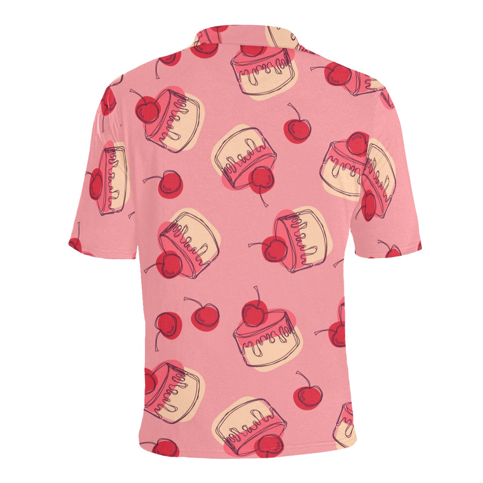 Cake cherry pattern Men's All Over Print Polo Shirt