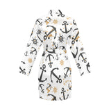 Anchors Rudders pattern Women's Long Sleeve Belted Night Robe