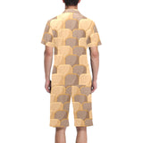 Bread Toast Pattern Print Design 04 Men's V-Neck Short Pajama Set