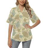 Ginkgo leaves design pattern Women's All Over Print Hawaiian Shirt
