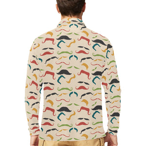 Mustache Beard Pattern Print Design 03 Men's Long Sleeve Polo Shirt