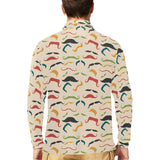 Mustache Beard Pattern Print Design 03 Men's Long Sleeve Polo Shirt