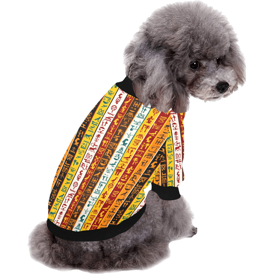 Egypt Hieroglyphics Pattern Print Design 01 All Over Print Pet Dog Round Neck Fuzzy Shirt