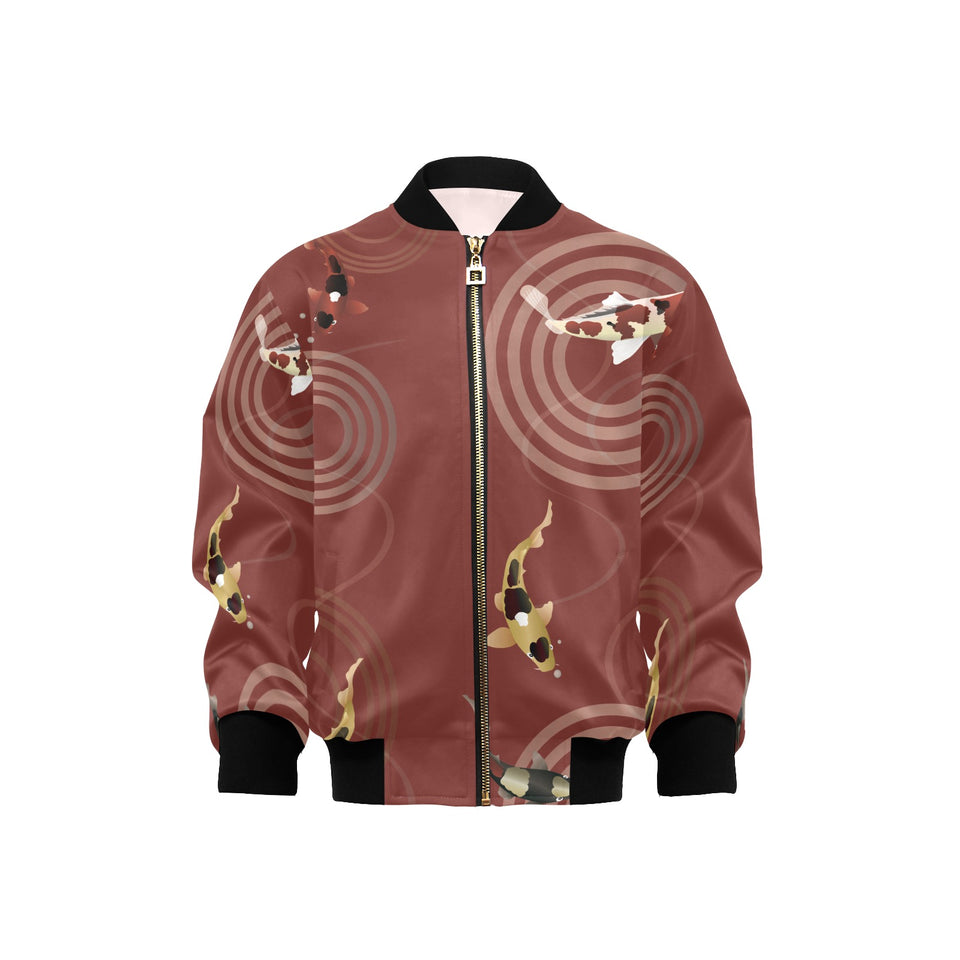 Koi Fish Carp Fish red background Kids' Boys' Girls' Bomber Jacket
