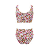 Squirrel Pattern Print Design 02 Chest Bowknot High Waisted Bikini Swimsuit