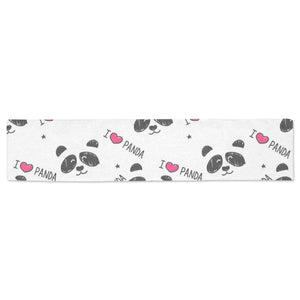Hand Drawn faces of pandas pattern Table Runner