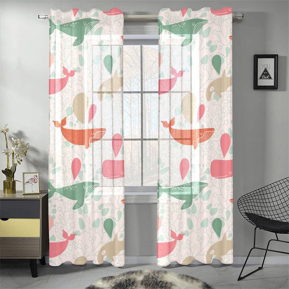 Cute whale pattern Gauze Curtain