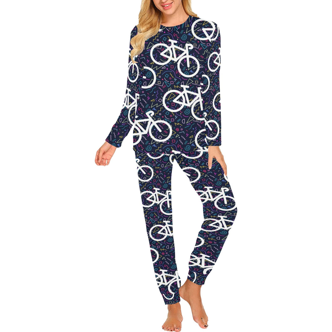 Bicycle Pattern Print Design 03 Women's All Over Print Pajama Set