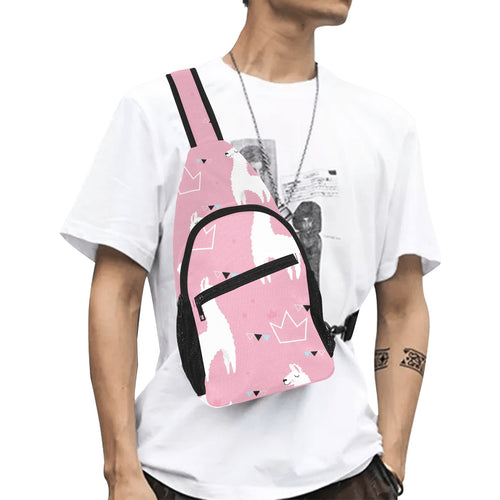 Llama Alpaca pink background All Over Print Chest Bag