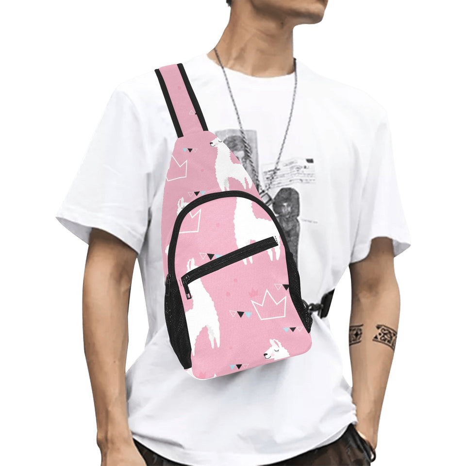 Llama Alpaca pink background All Over Print Chest Bag