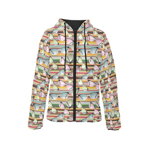 Sun Glasses Pattern Print Design 02 Women's Padded Hooded Jacket