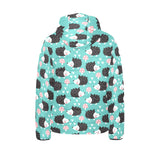 Hedgehog Pattern Print Design 03 Kids' Boys' Girls' Padded Hooded Jacket