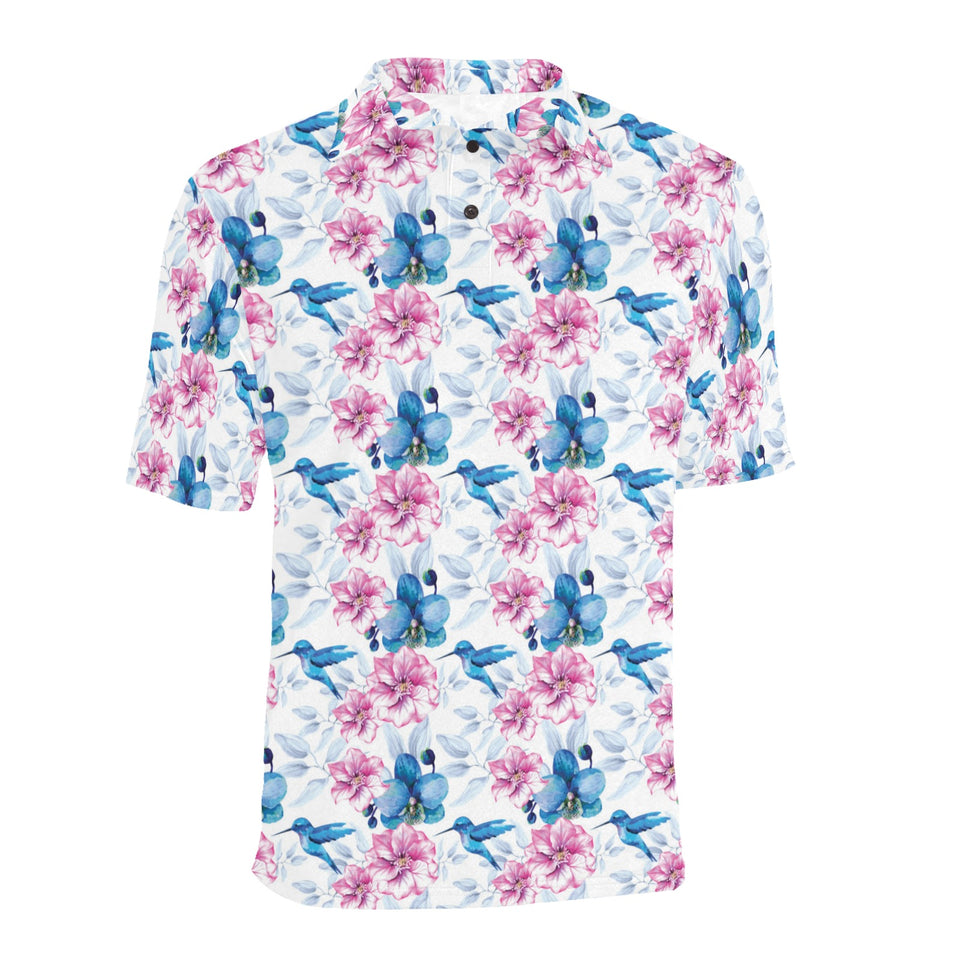 Hummingbird Pattern Print Design 02 Men's All Over Print Polo Shirt