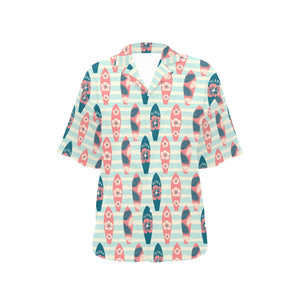 Surfboard Pattern Print Design 02 Women's All Over Print Hawaiian Shirt