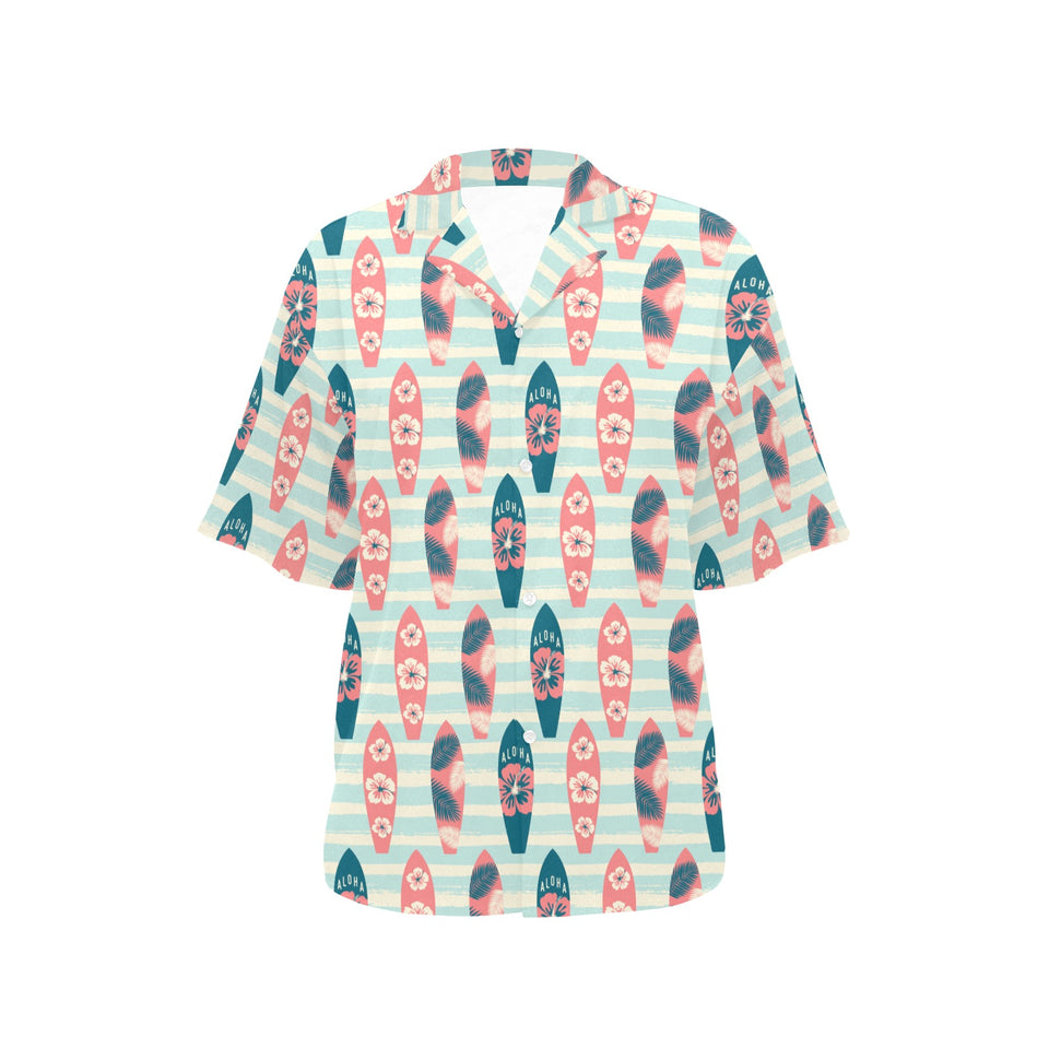 Surfboard Pattern Print Design 02 Women's All Over Print Hawaiian Shirt
