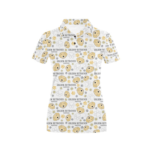 Golden Retriever Pattern Print Design 04 Women's All Over Print Polo Shirt
